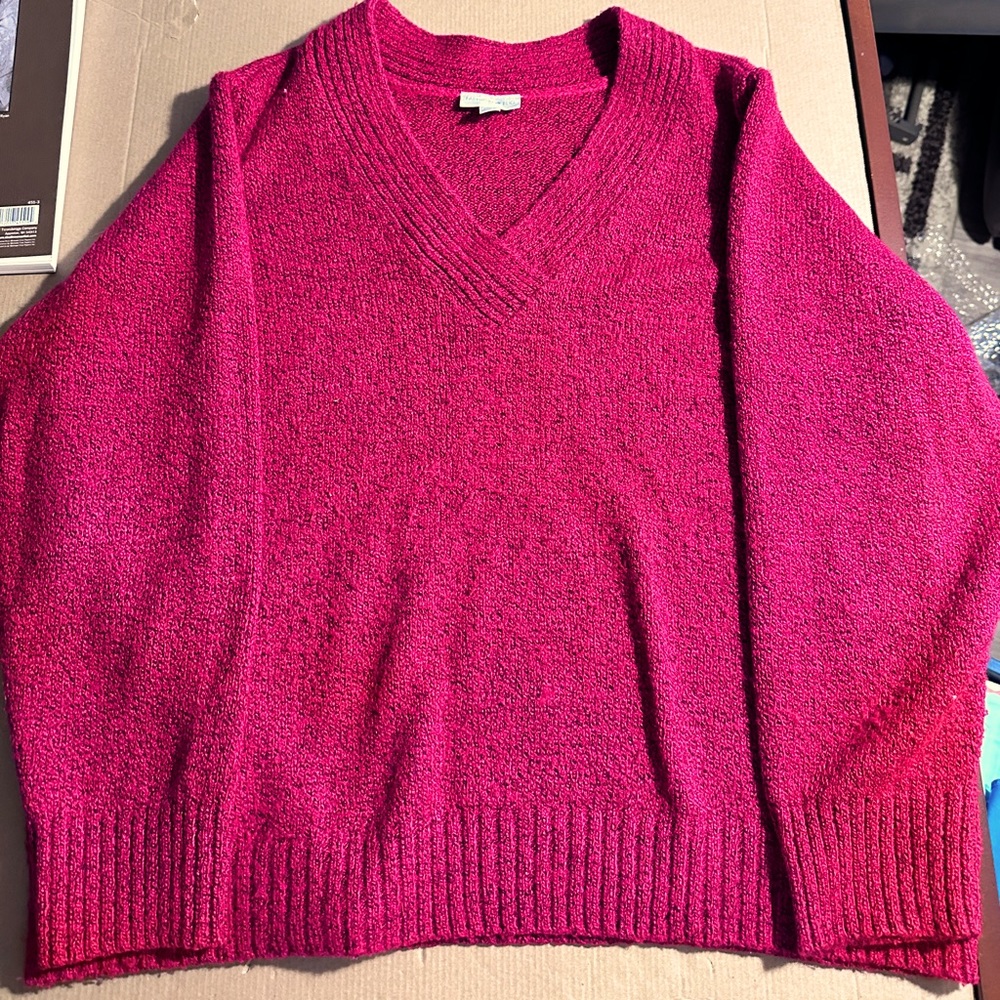 Women's V-Neck Sweater - Pink - Picture 1 of 2